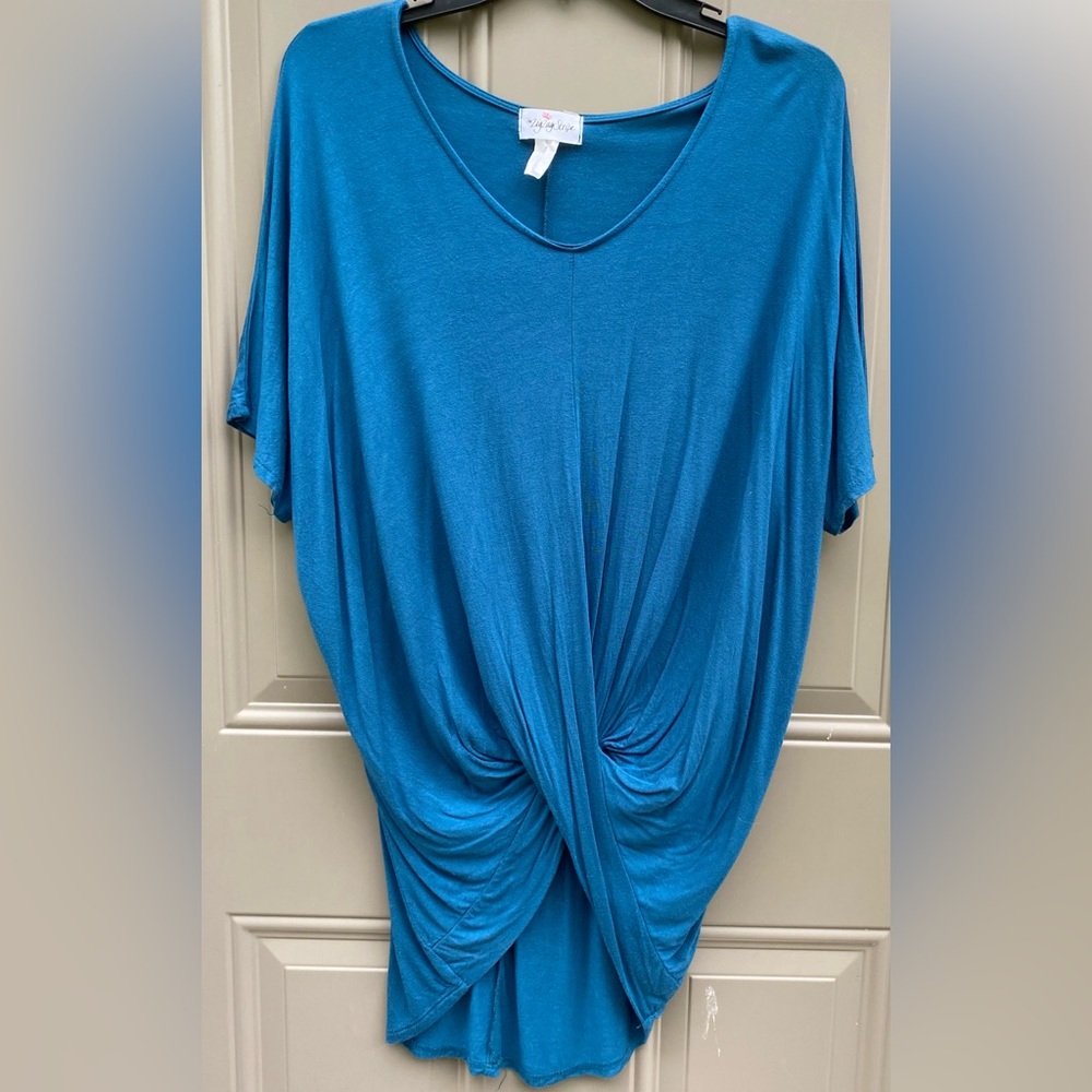 The Zig Zag Stripe Cross Front Tunic Top size Medium